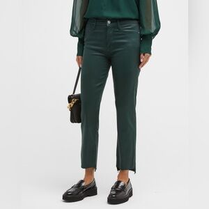 Frame Le High Straight Raw Stagger Coated Jeans in Pine Size 28 NWT!